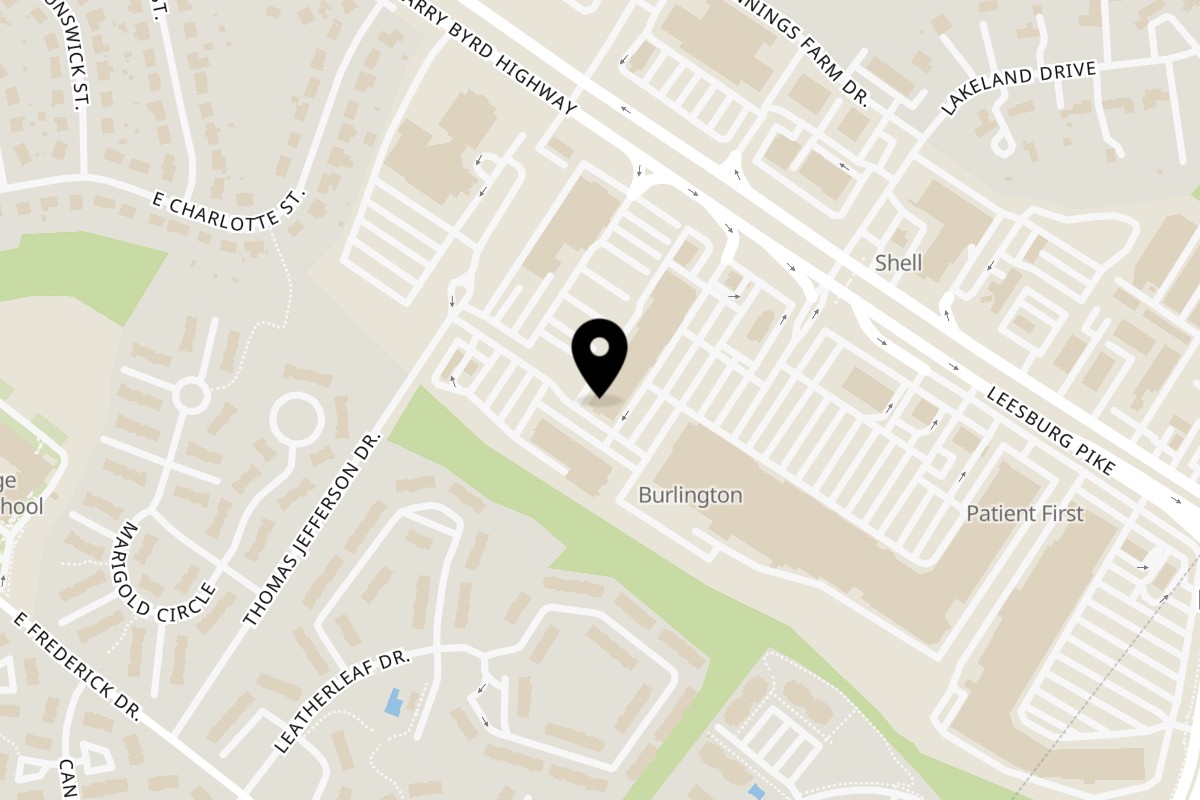 Map showing the location of Tipicos Los Amigos on 46950 Community Plaza #125 in Sterling
